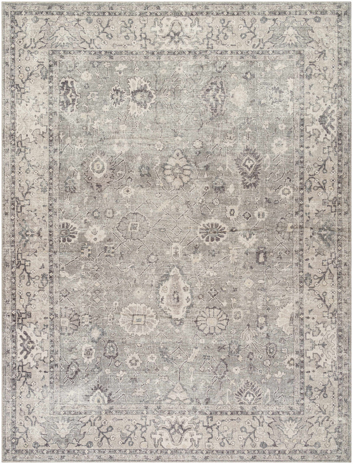 Yvon Traditional Gray Oushak Machine Woven Rug