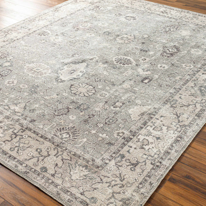 Yvon Traditional Gray Oushak Machine Woven Rug
