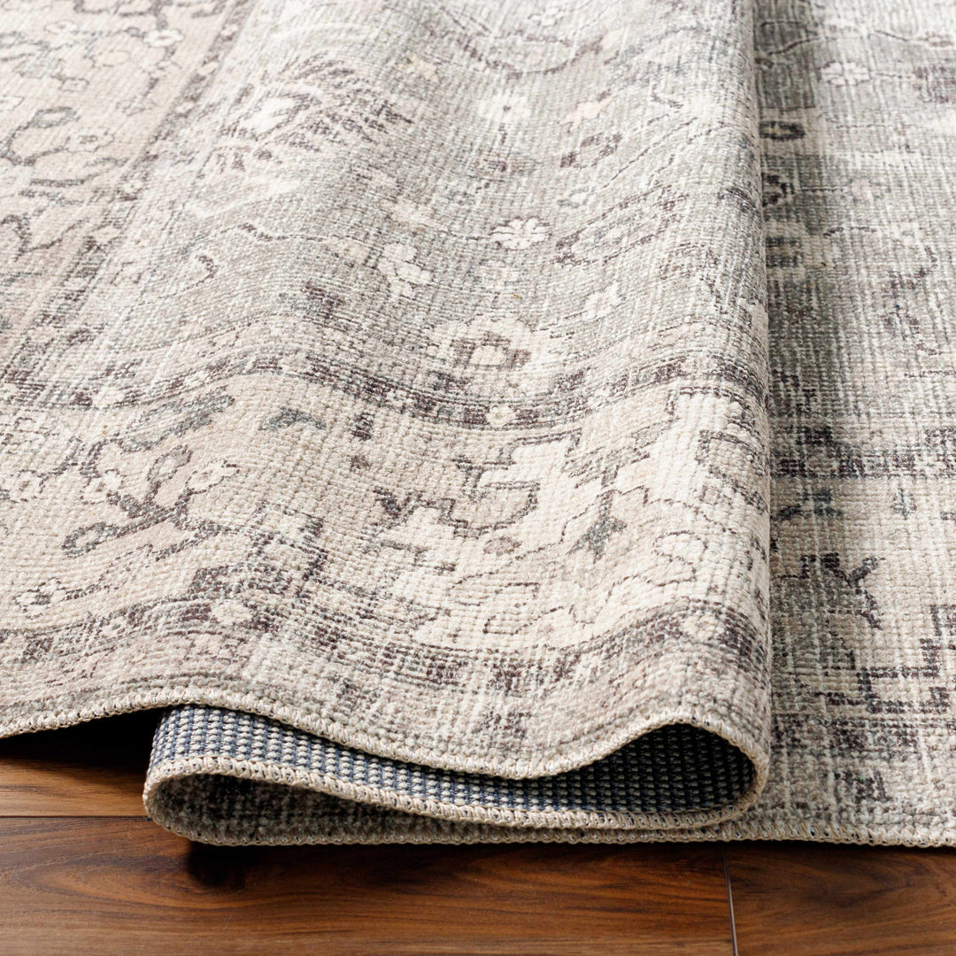 Yvon Traditional Gray Oushak Machine Woven Rug