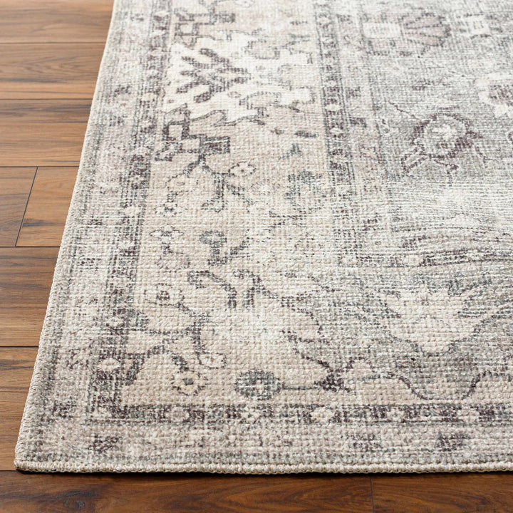 Yvon Traditional Gray Oushak Machine Woven Rug