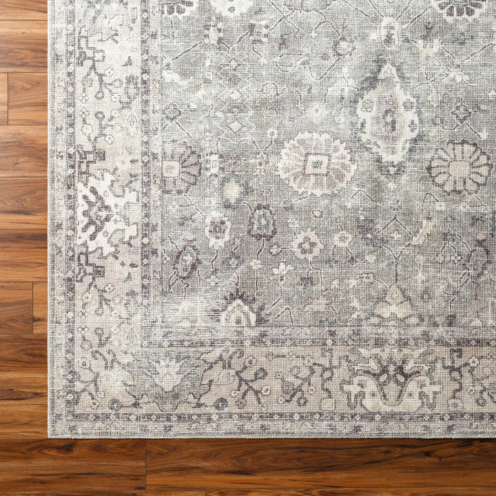 Yvon Traditional Gray Oushak Machine Woven Rug