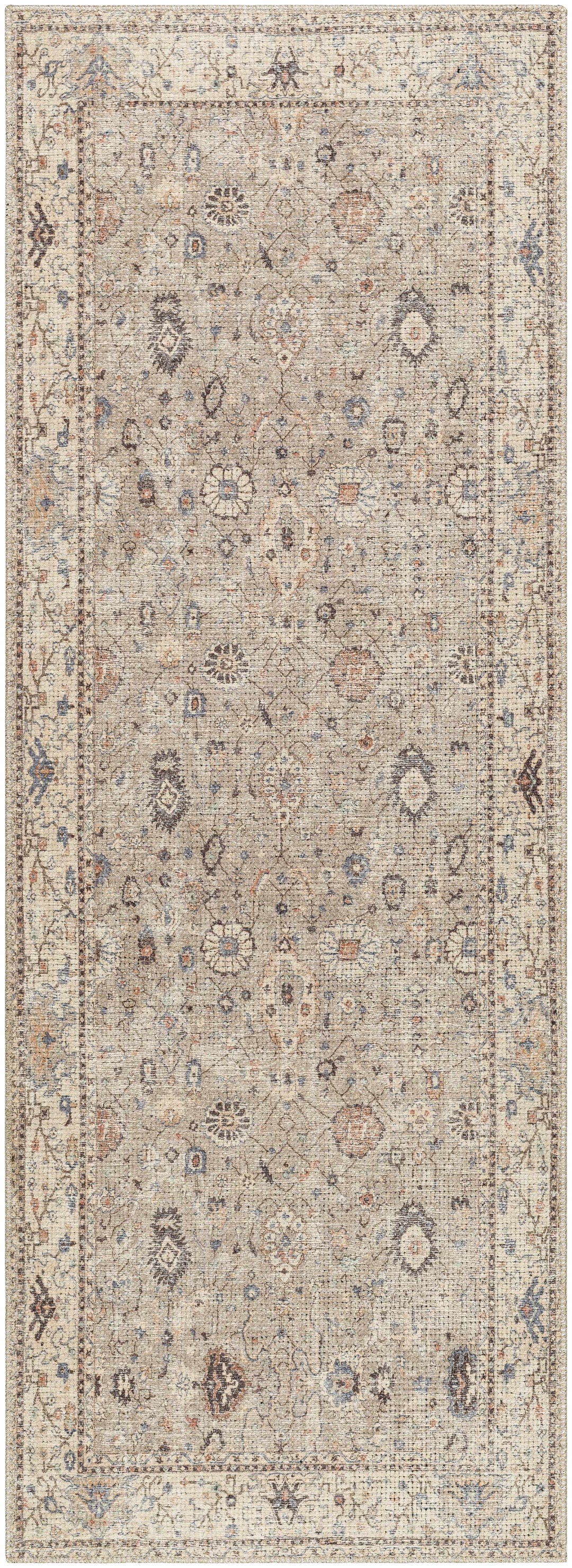 Yvon Traditional Oushak Beige And Brown Machine Woven Rug