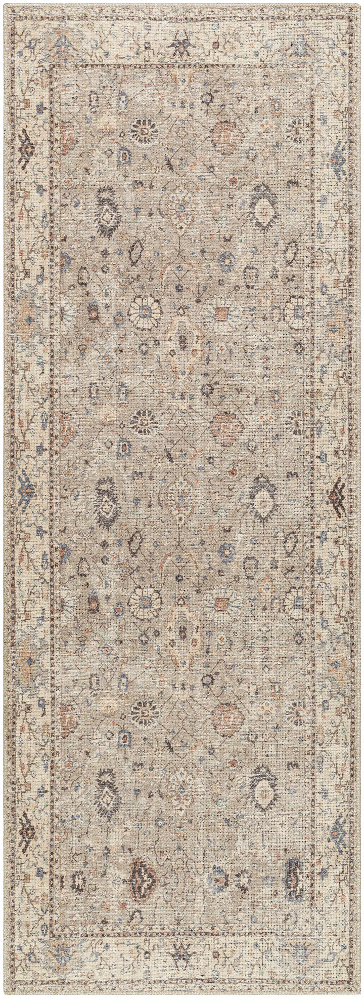 Yvon Traditional Oushak Beige And Brown Machine Woven Rug