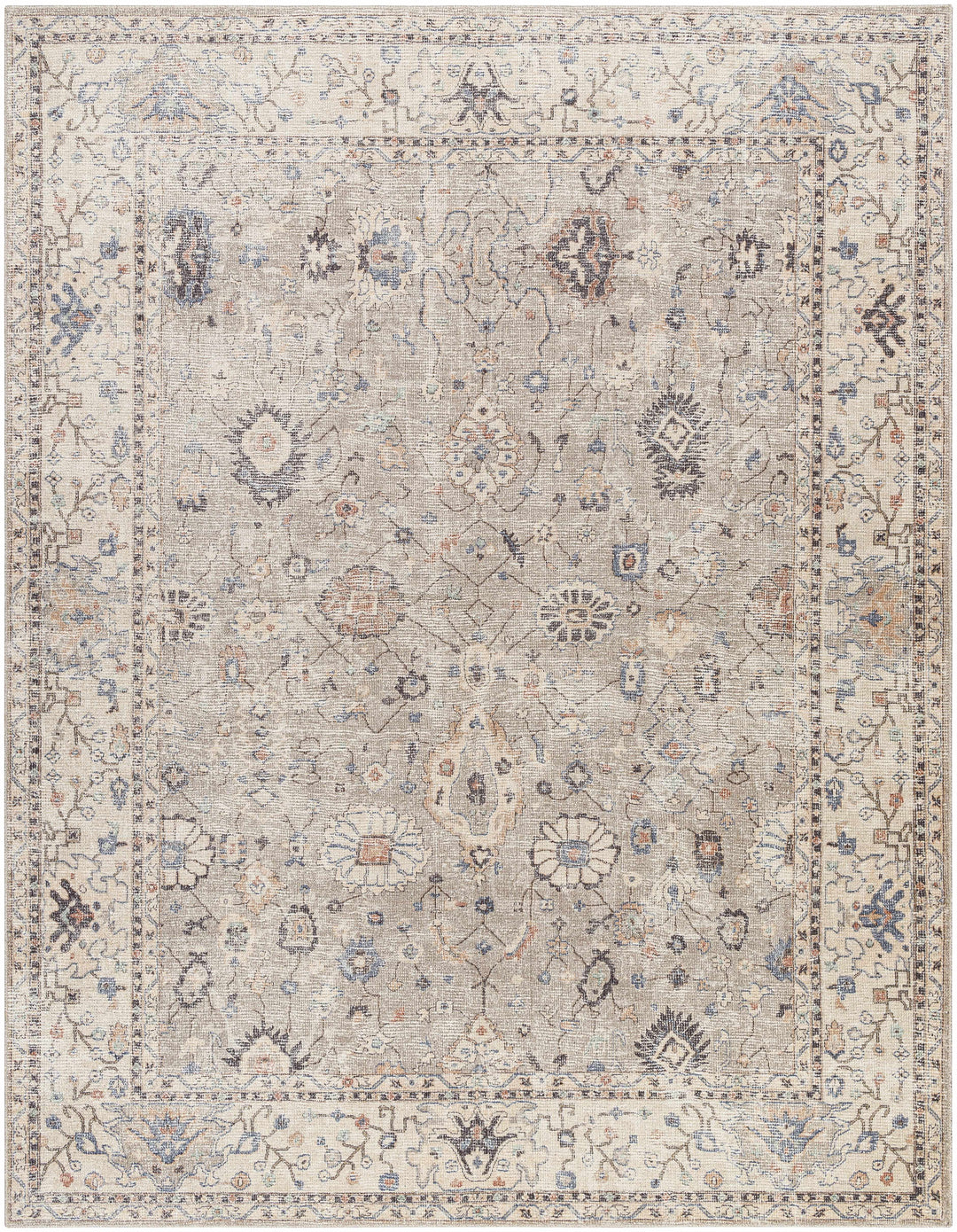 Yvon Traditional Oushak Beige And Brown Machine Woven Rug