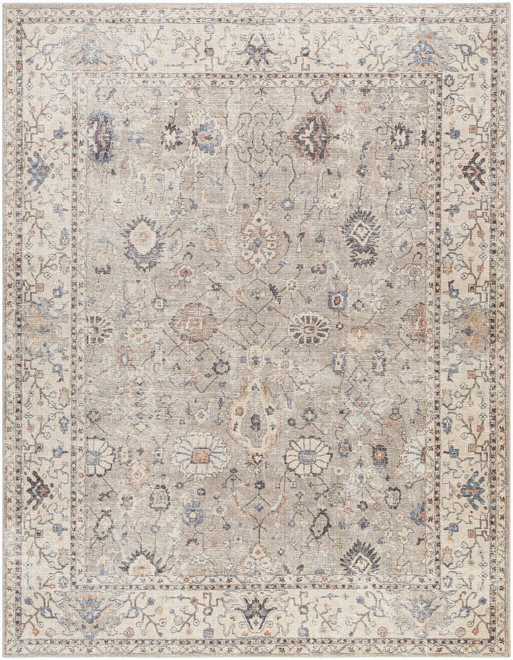 Yvon Traditional Oushak Beige And Brown Machine Woven Rug