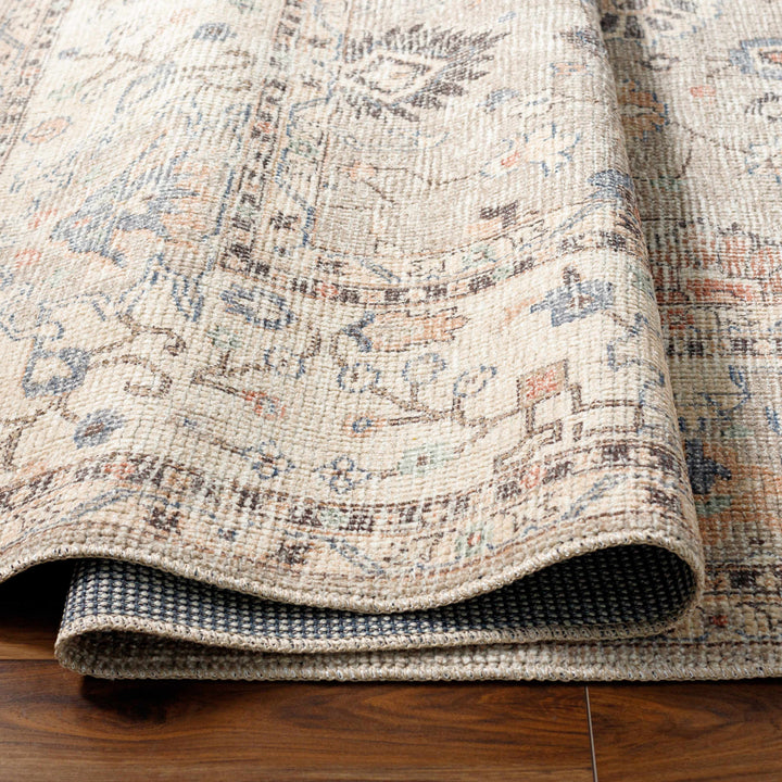 Yvon Traditional Oushak Beige And Brown Machine Woven Rug