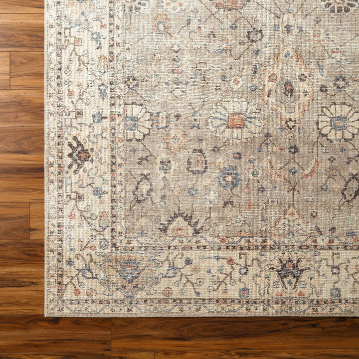 Yvon Traditional Oushak Beige And Brown Machine Woven Rug