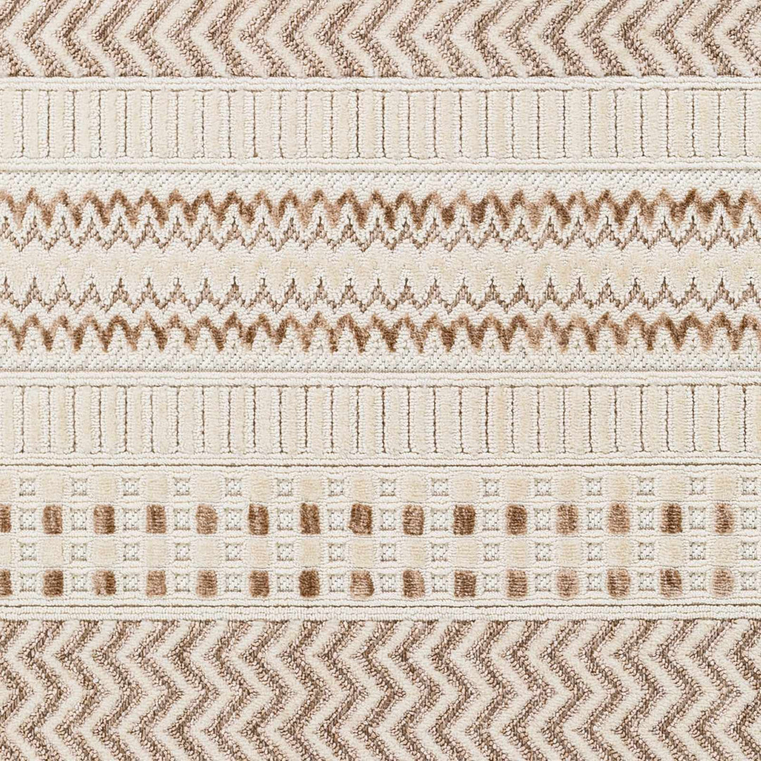 Eiko Traditional Style Beige Textured Saxony Rug with Fringes