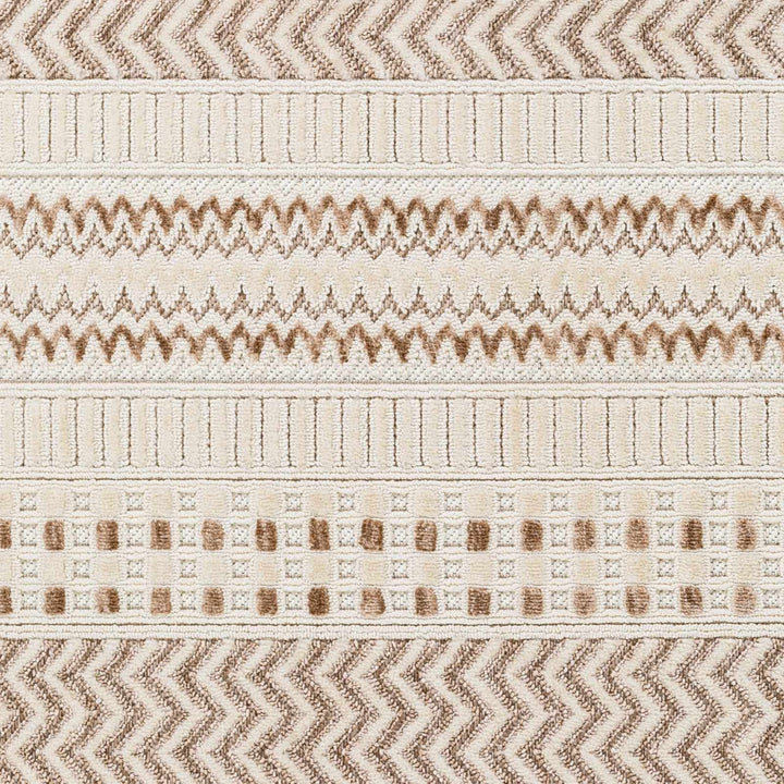 Eiko Traditional Style Beige Textured Saxony Rug with Fringes