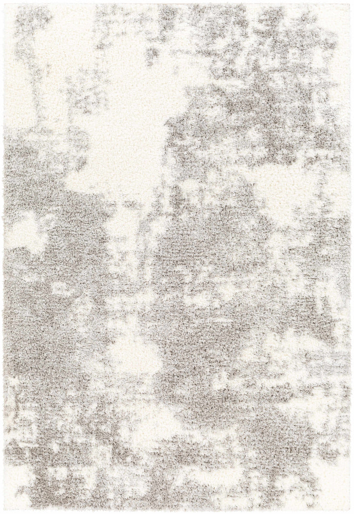 Azizi Contemporary Abstract Gray And Ivory Rug