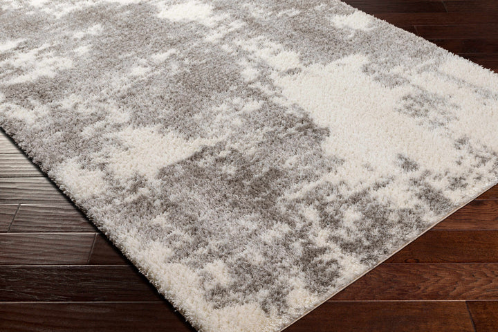 Azizi Contemporary Abstract Gray And Ivory Rug