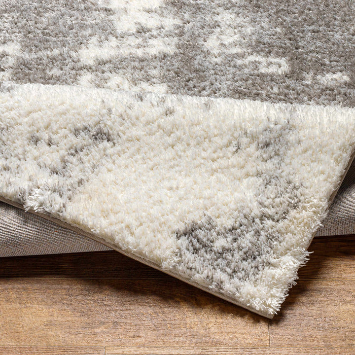 Azizi Contemporary Abstract Gray And Ivory Rug