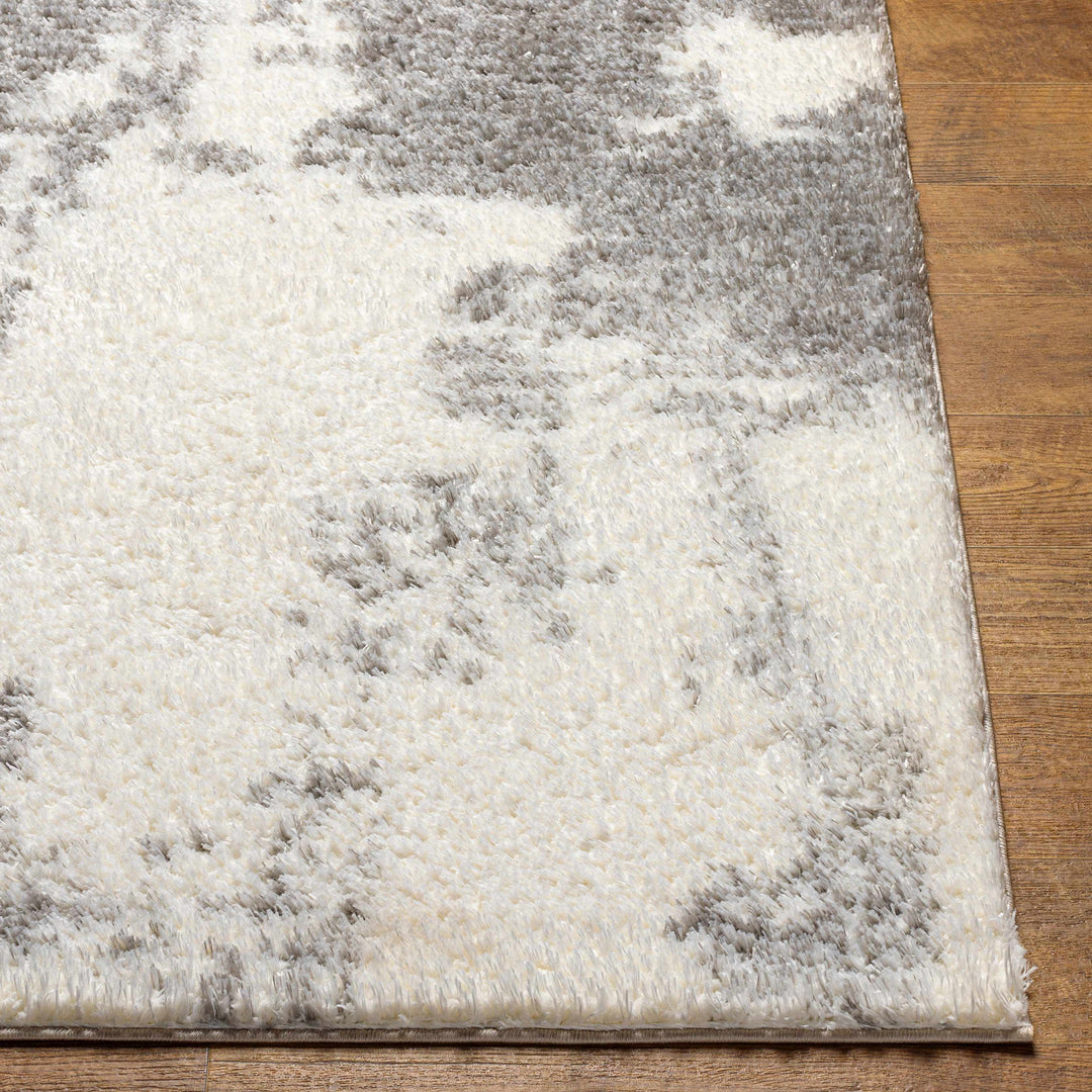 Azizi Contemporary Abstract Gray And Ivory Rug