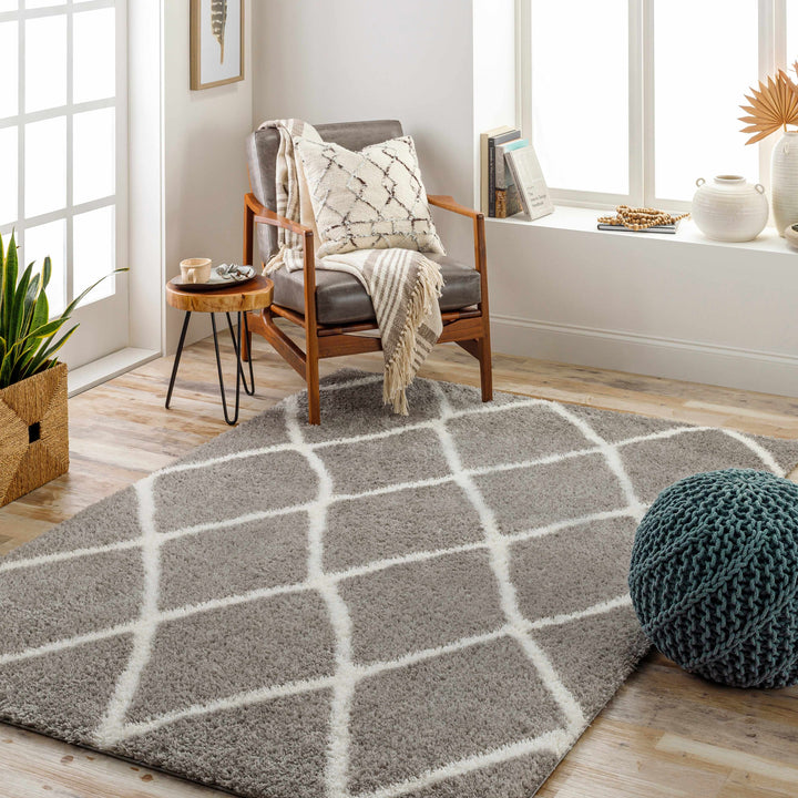 Faye Gray And White Contemporary Style Area Rug