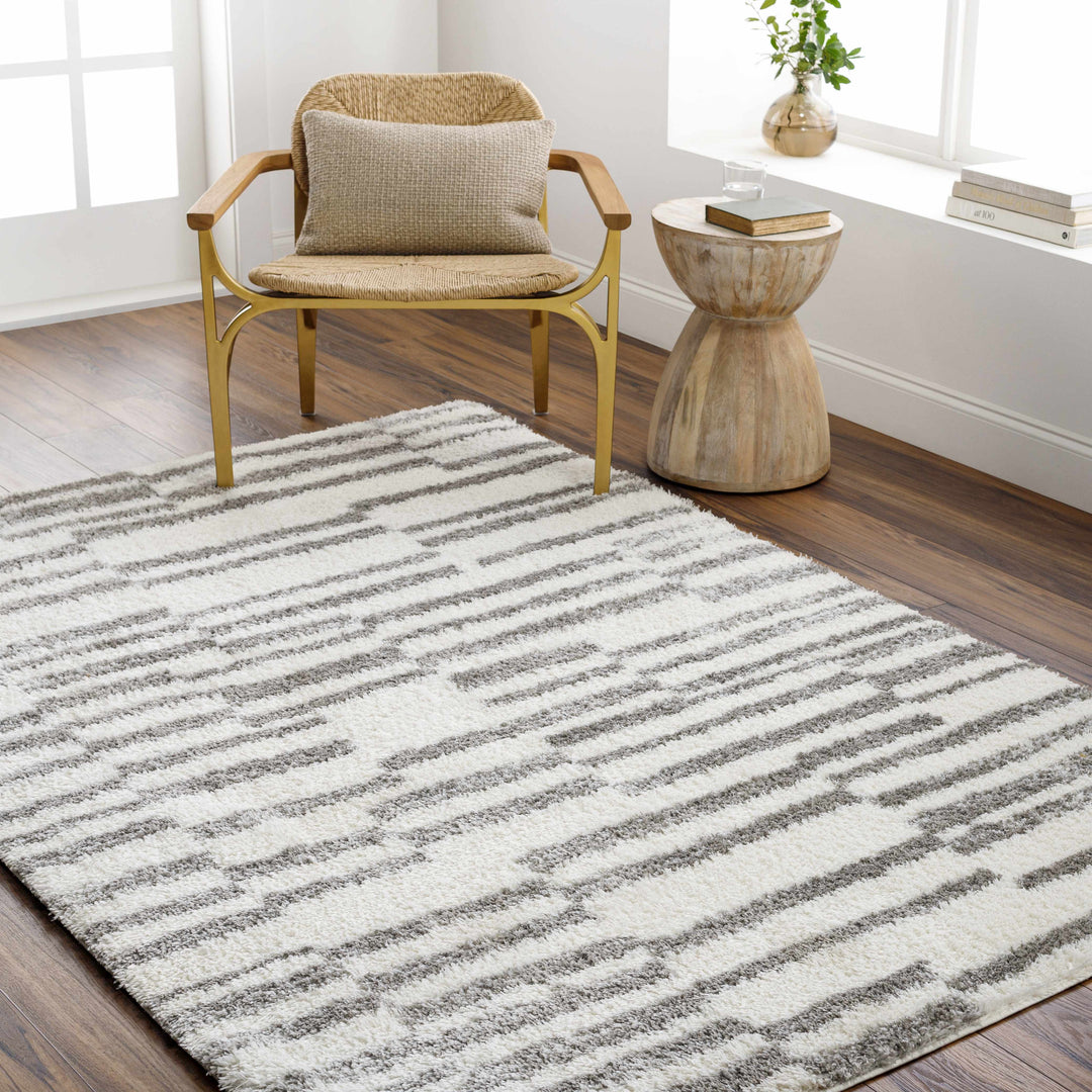 Kuron Modern Style Ivory And Gray Area Rug