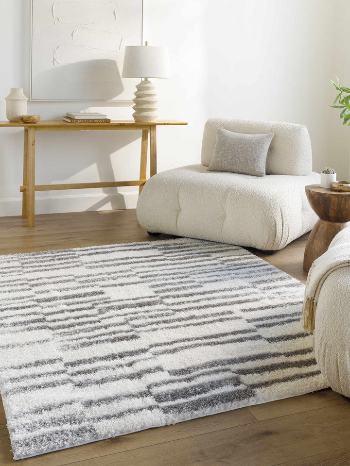 Kuron Modern Style Ivory And Gray Area Rug