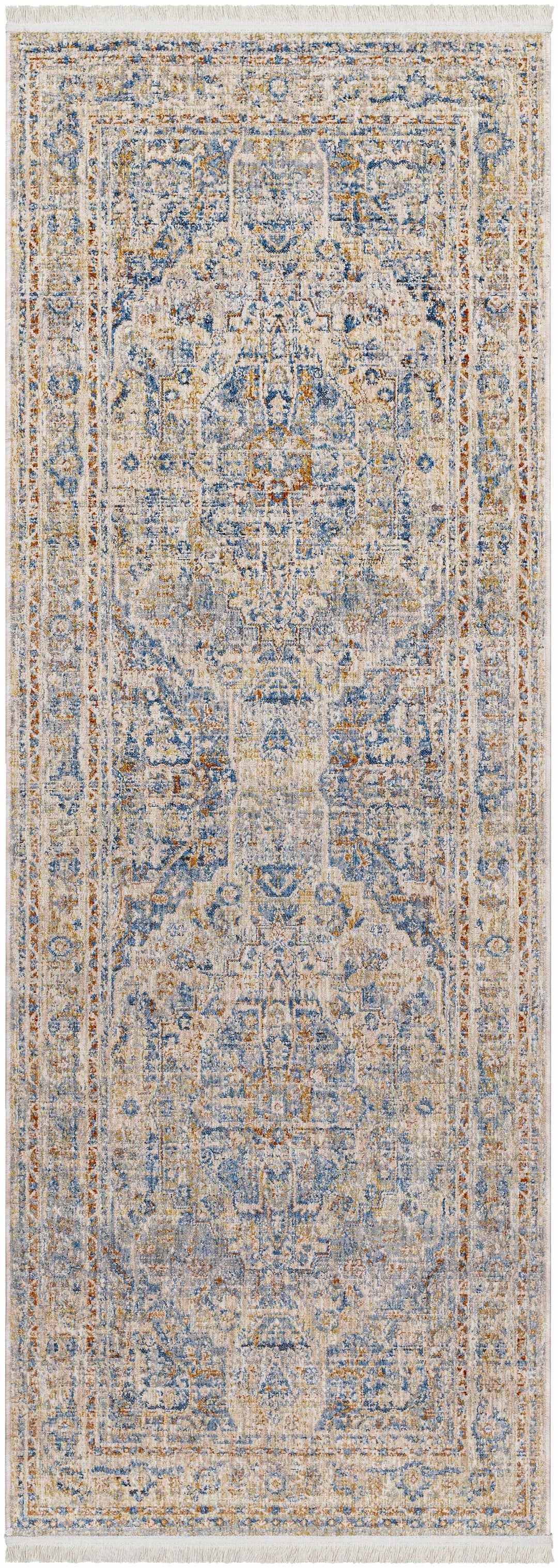 Bora Traditional Distress Beige And Blue Area Rug