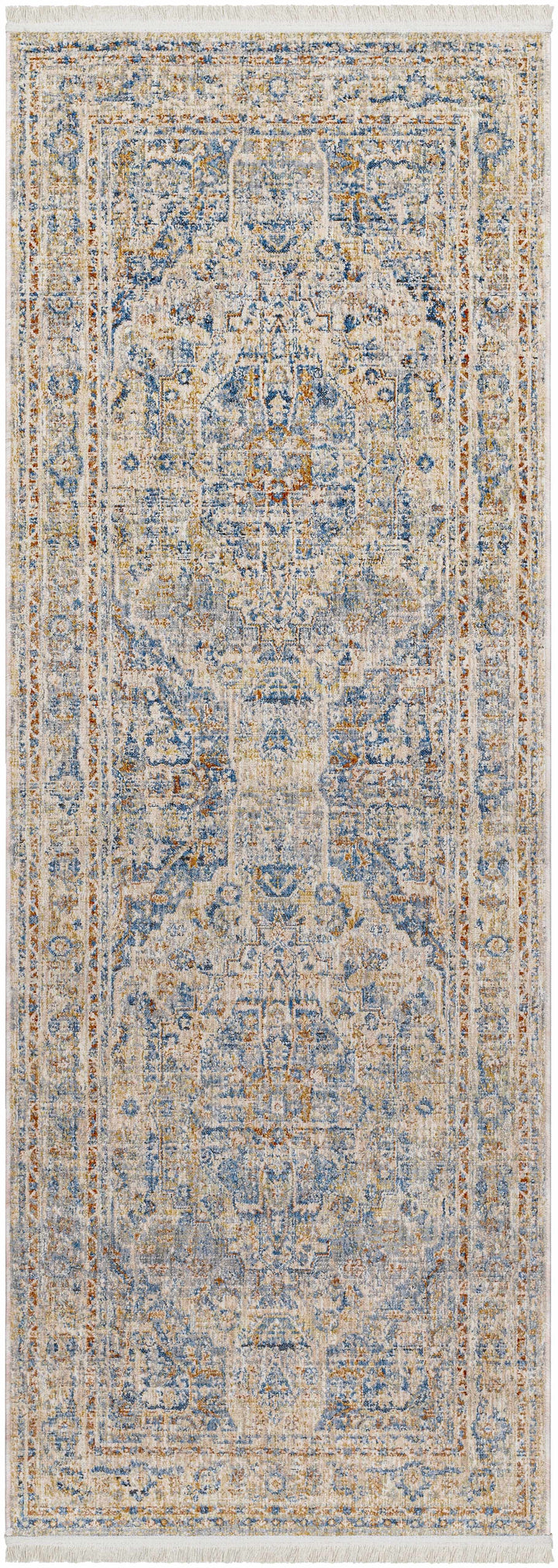 Bora Traditional Distress Beige And Blue Area Rug