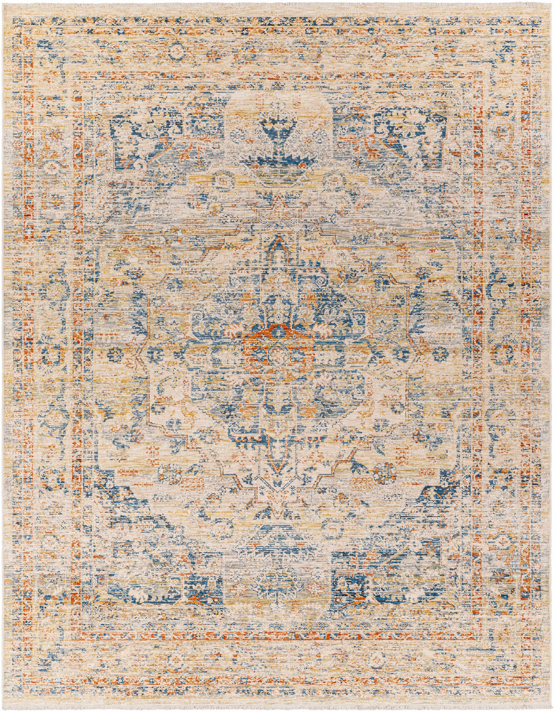Bora Traditional Distress Beige And Blue Area Rug