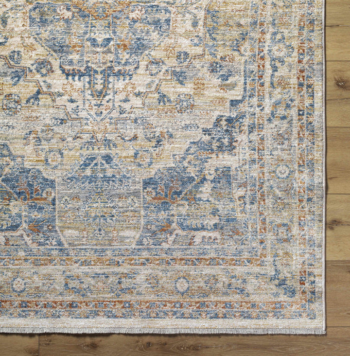 Bora Traditional Distress Beige And Blue Area Rug