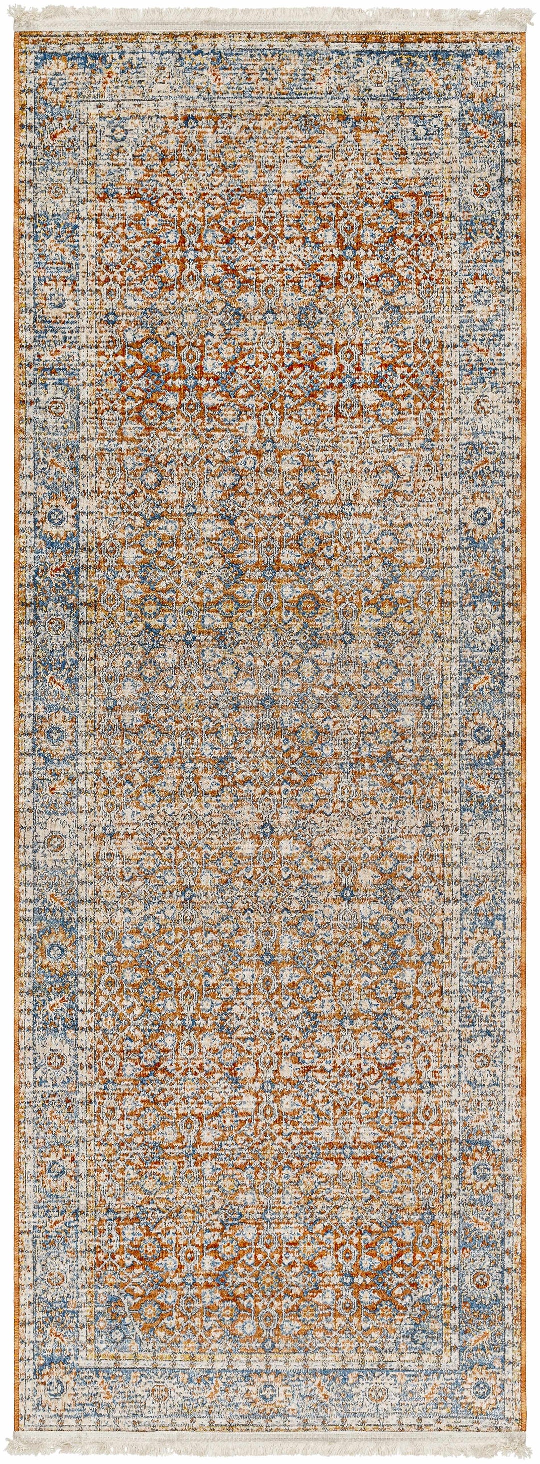 Dalit Traditional Style Rust & Blue Area Rug