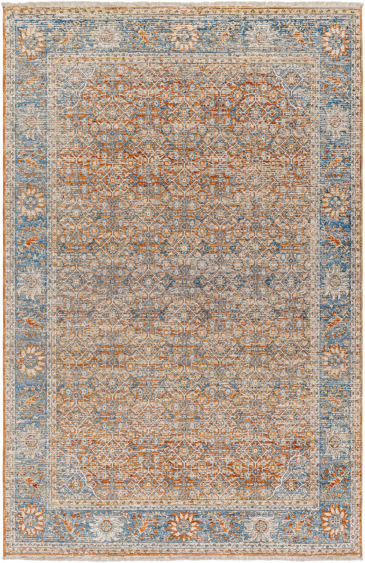 Dalit Traditional Style Rust & Blue Area Rug