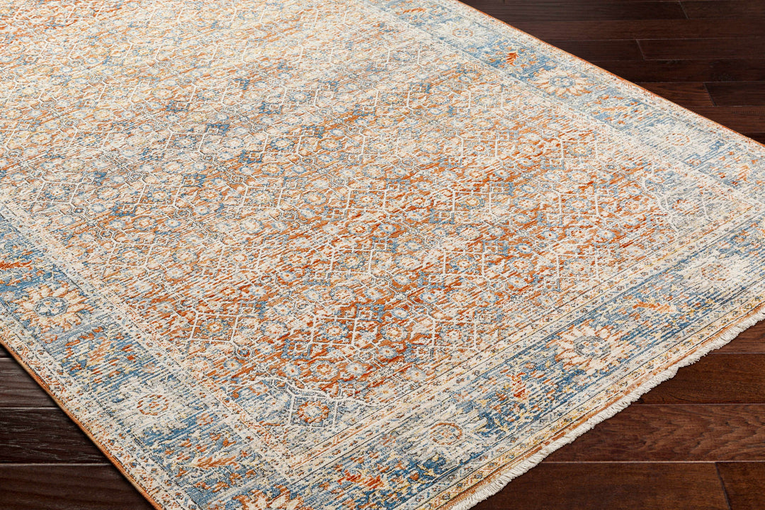 Dalit Traditional Style Rust & Blue Area Rug