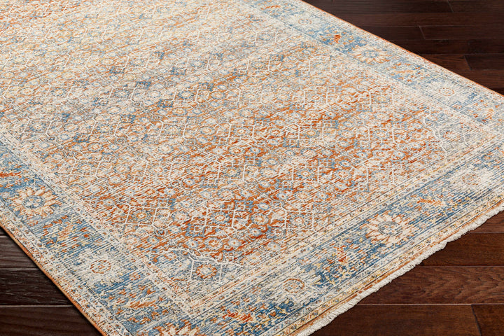 Dalit Traditional Style Rust & Blue Area Rug