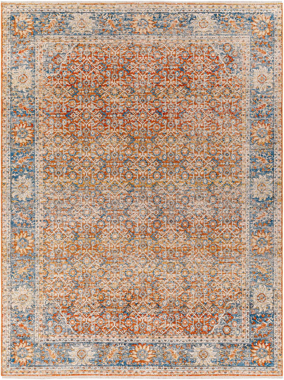 Dalit Traditional Style Rust & Blue Area Rug