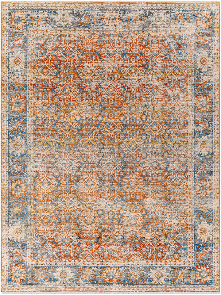 Dalit Traditional Style Rust & Blue Area Rug