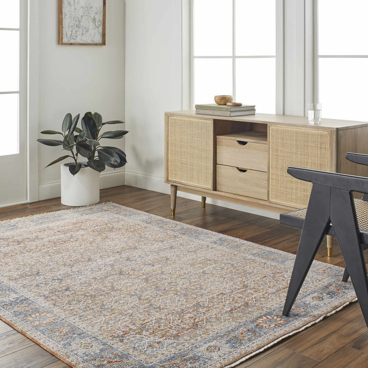 Dalit Traditional Style Rust & Blue Area Rug