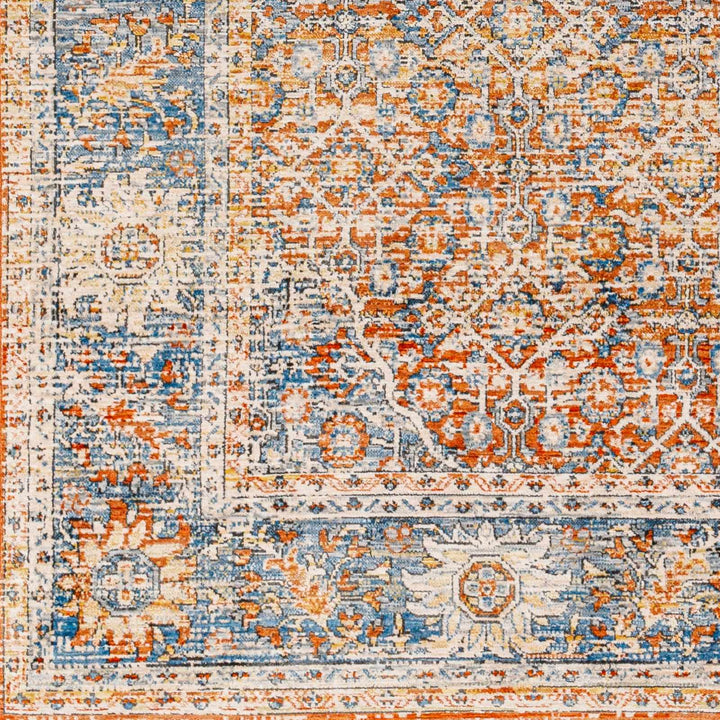 Dalit Traditional Style Rust & Blue Area Rug