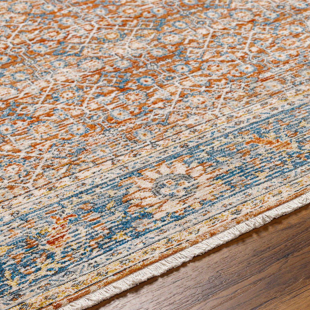 Dalit Traditional Style Rust & Blue Area Rug