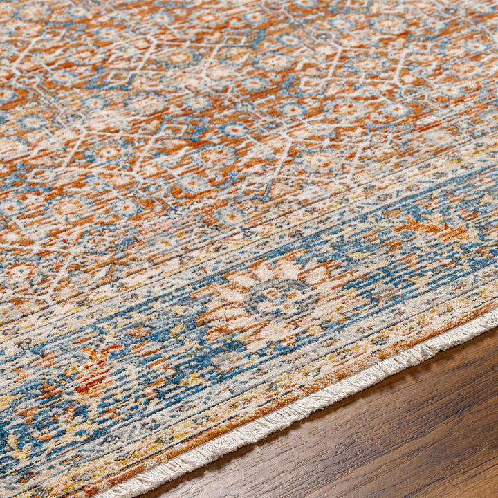 Dalit Traditional Style Rust & Blue Area Rug