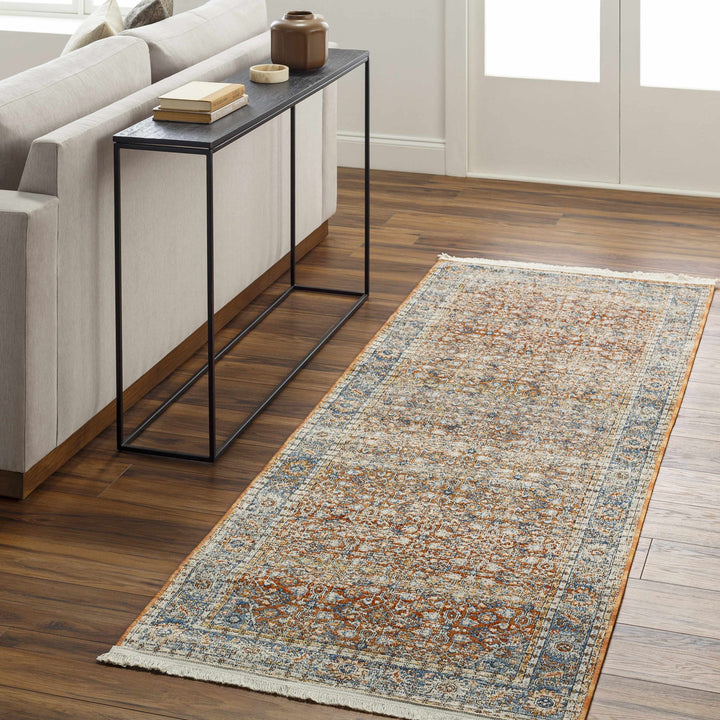 Dalit Traditional Style Rust & Blue Area Rug