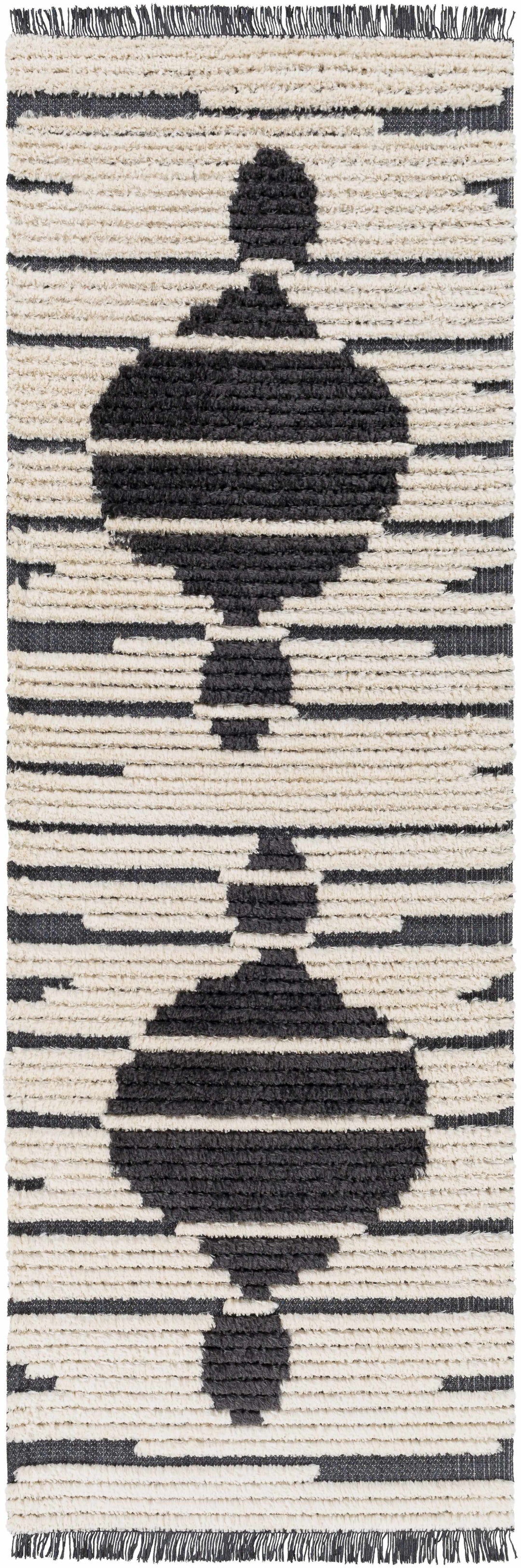 Sedef Ivory And Charcoal Modern Style Area Rug