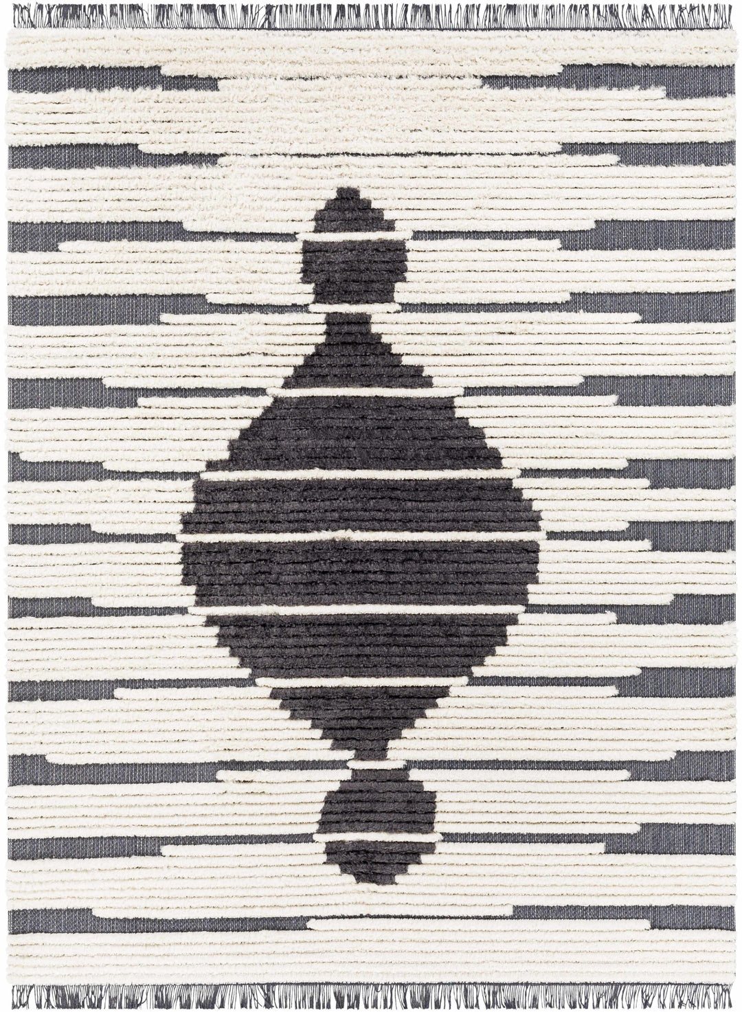 Sedef Ivory And Charcoal Modern Style Area Rug