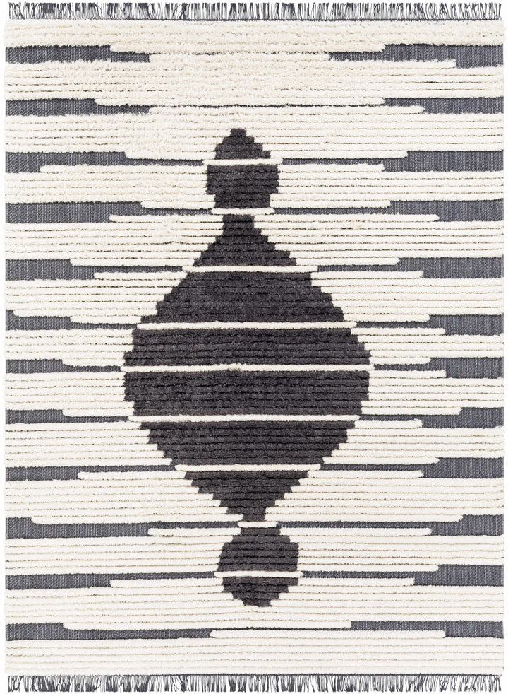Sedef Ivory And Charcoal Modern Style Area Rug