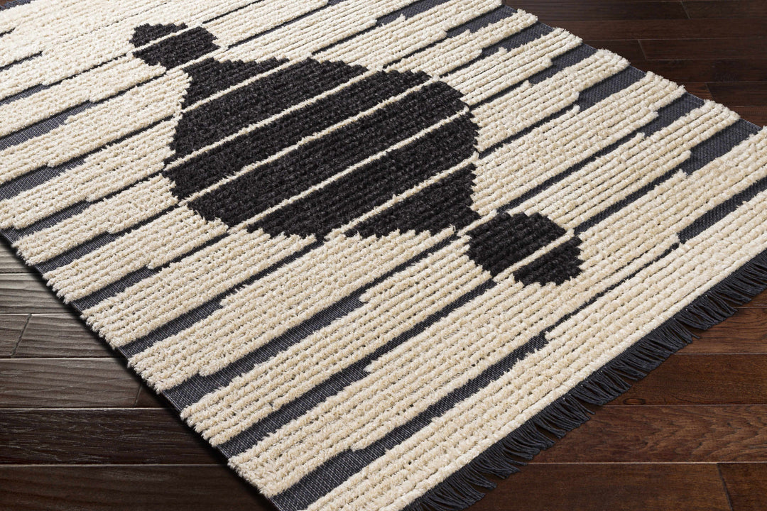 Sedef Ivory And Charcoal Modern Style Area Rug