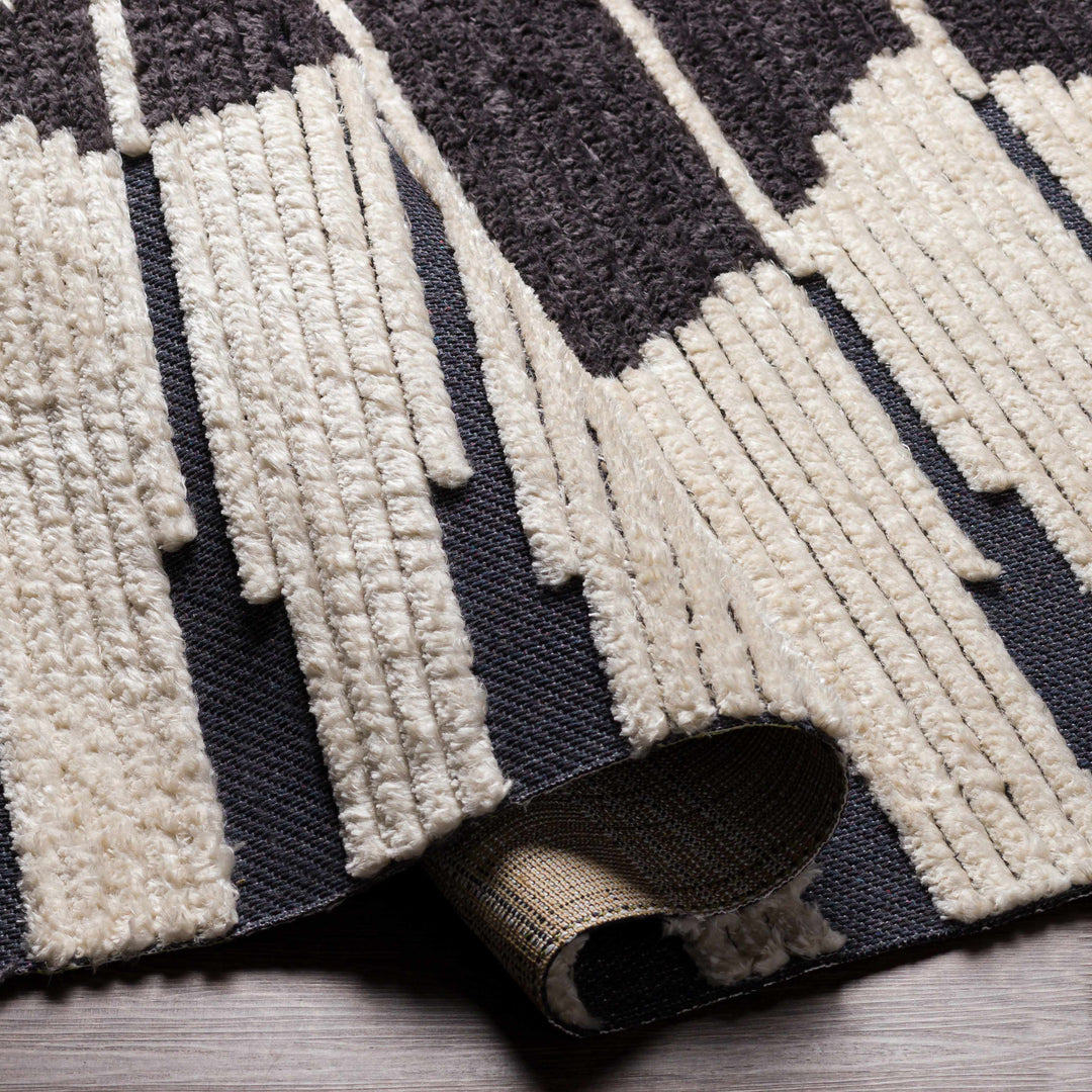 Sedef Ivory And Charcoal Modern Style Area Rug