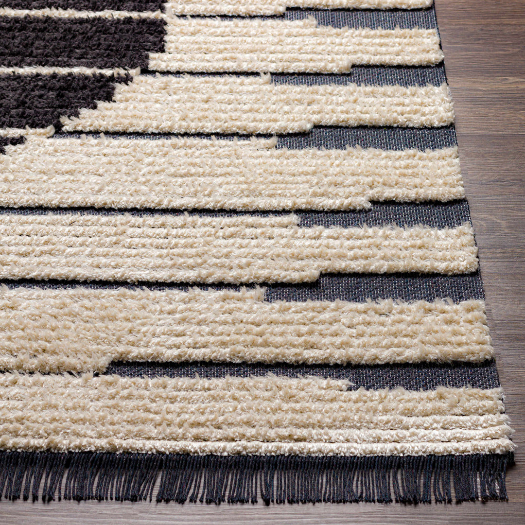 Sedef Ivory And Charcoal Modern Style Area Rug