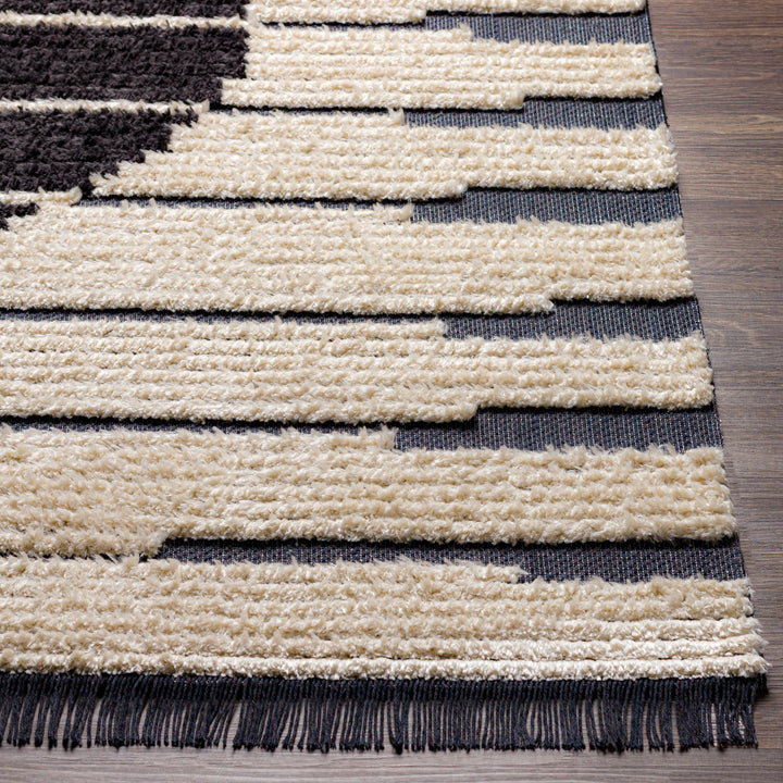 Sedef Ivory And Charcoal Modern Style Area Rug