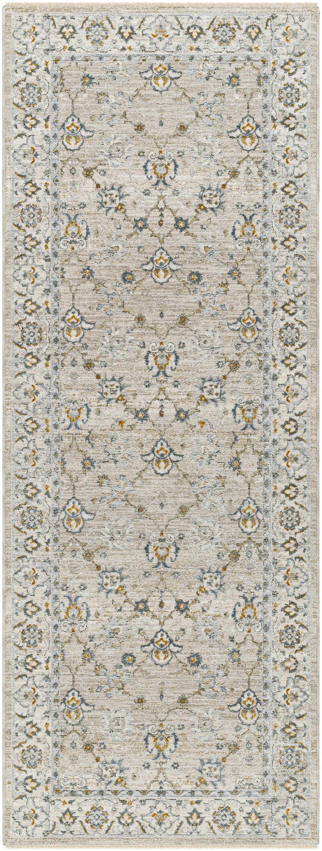 Amaru Beige And Olive Traditional Floral design Rug