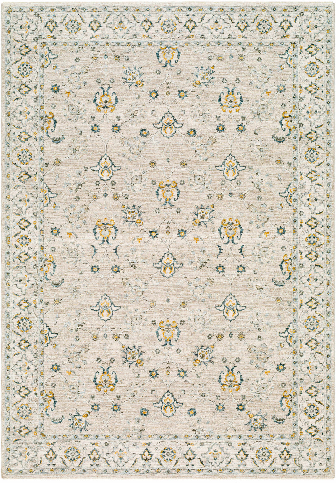 Amaru Beige And Olive Traditional Floral design Rug