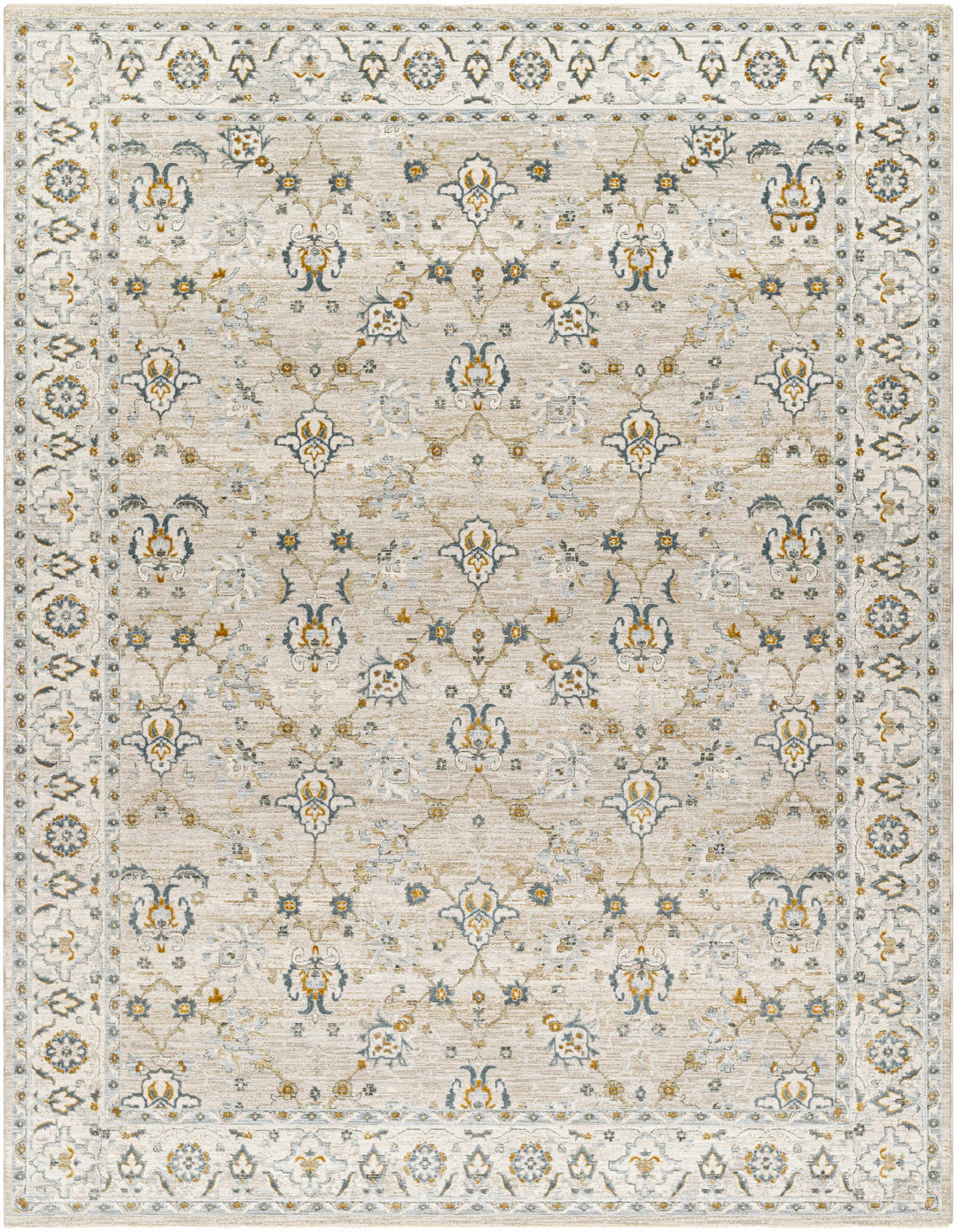 Amaru Beige And Olive Traditional Floral design Rug
