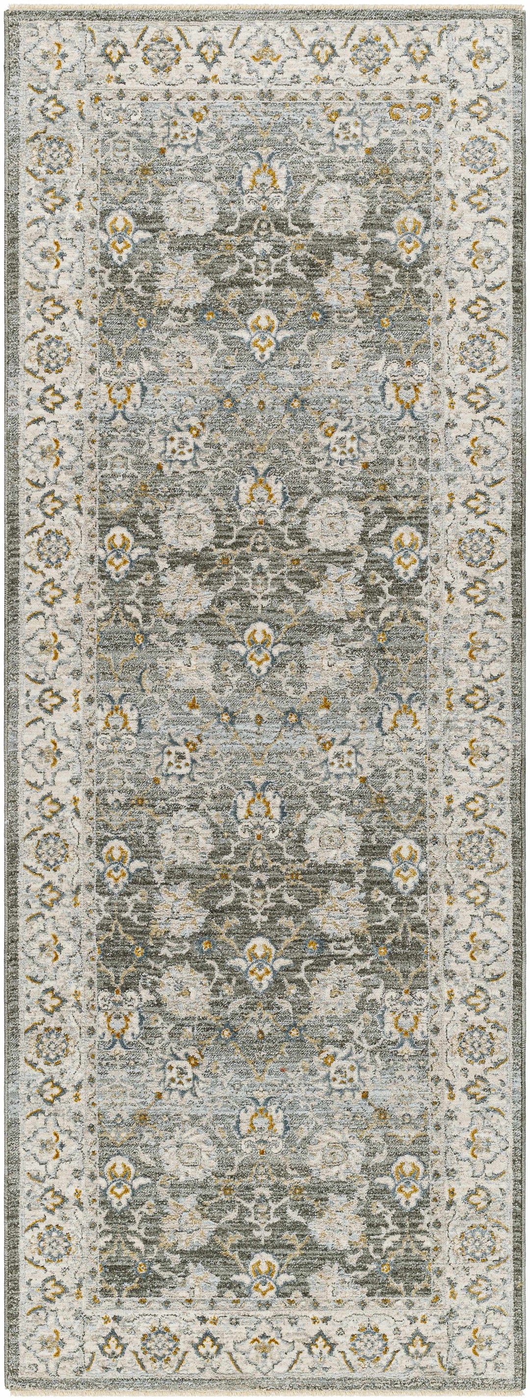 Amaru Traditional Style Gray And Beige Rug with Fringes
