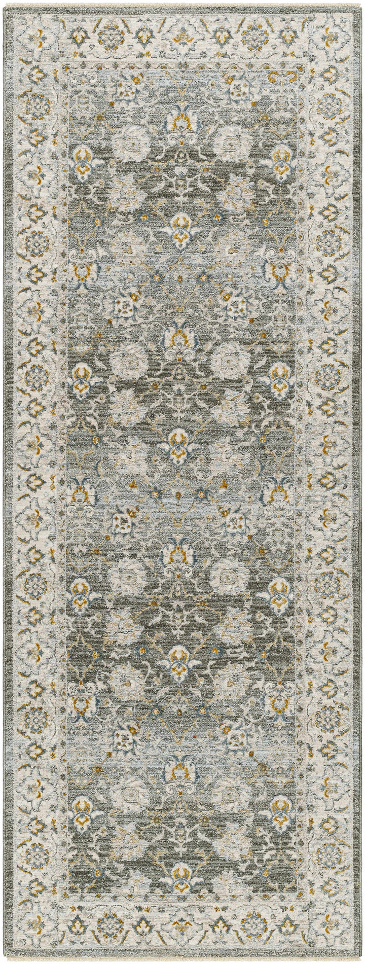 Amaru Traditional Style Gray And Beige Rug with Fringes