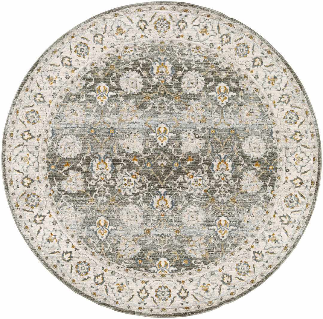 Amaru Traditional Style Gray And Beige Rug with Fringes