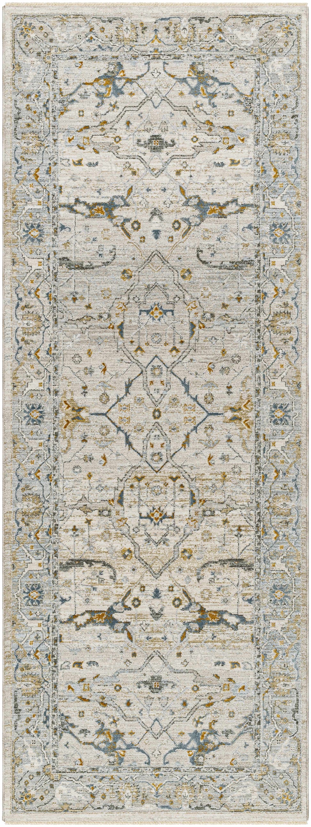 Aviva Traditional Style Ivory And Teal Area Rug