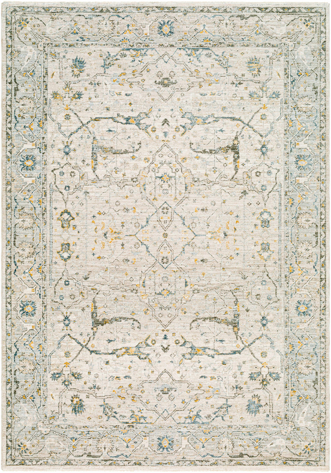 Aviva Traditional Style Ivory And Teal Area Rug